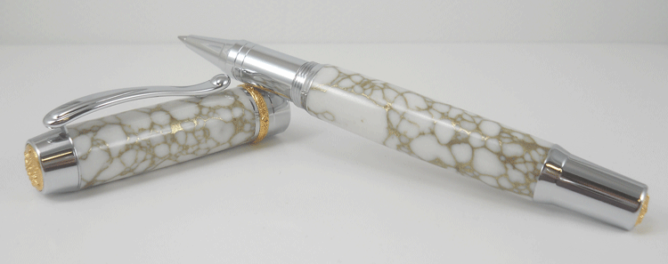 Pristina Rollerball Pen Kit - Rhodium with Gold Titanium
