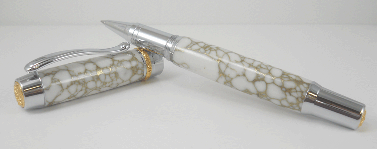 Pristina Fountain Pen Kit - Rhodium with Gold Titanium