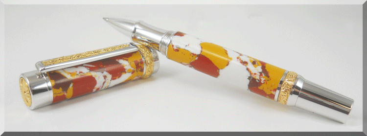 Roman Harvest Fountain Pen Kit - Rhodium with Titanium Gold