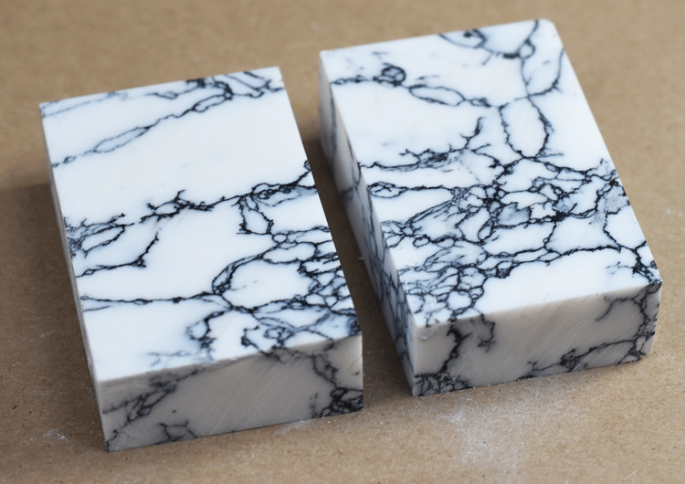 White Turquoise Tru-Stone Blocks (pair) 0.6